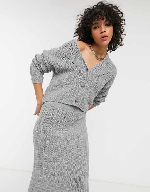 ASOS DESIGN chunky cropped cardigan in moving rib two-piece | ASOS