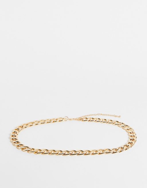 ASOS DESIGN chunky curb chain belt belt in gold tone ASOS