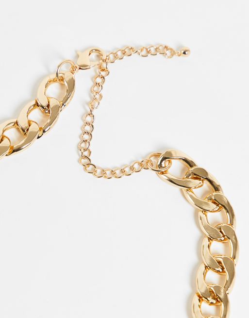 ASOS DESIGN chunky curb chain belt belt in gold tone