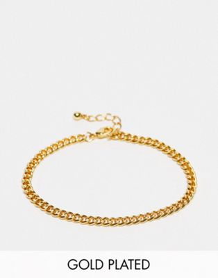 ASOS DESIGN chunky curb chain bracelet in 14k gold plate - ASOS Price Checker