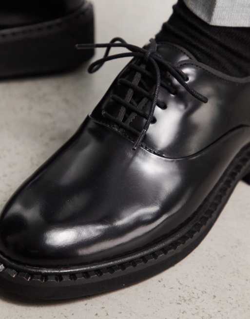 Leather Chunky Derby Shoes Black