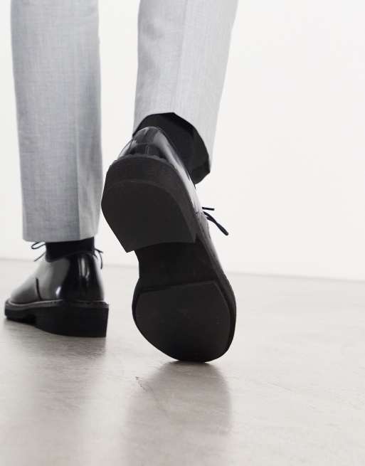 ASOS DESIGN - Chunky derby-sko med snørebånd i sort laklæder, 2 af 4