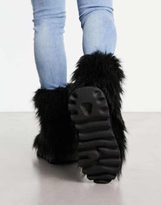 Faux fur shop boots black