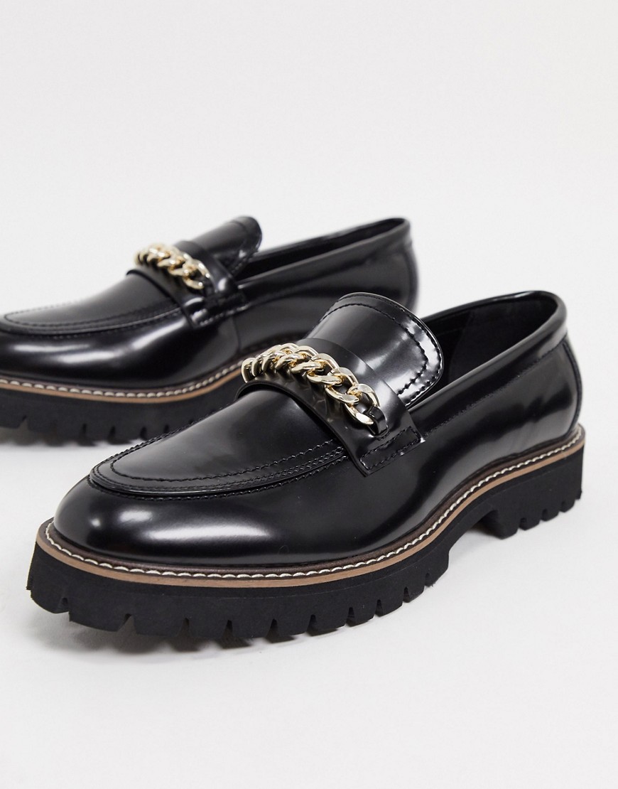 ASOS DESIGN chunky faux leather loafers in black