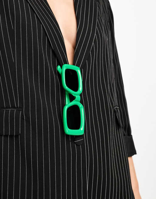 ASOS DESIGN - Chunky, firkantede solbriller i grøn, 3 af 4