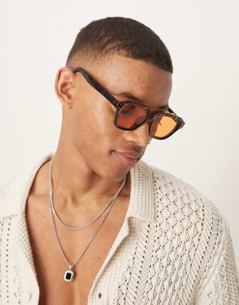 ASOS DESIGN - Chunky firkantede solbriller med skildpaddemønster og ravfarvede glas - view 1