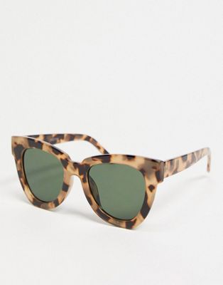 ASOS DESIGN frame chunky flare cat eye sunglasses in milky tort with G15 lens - BROWN - ASOS Price Checker