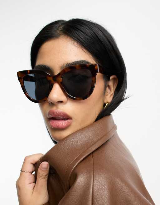 Asos Design Chunky Flare Cat Eye Sunglasses In Tort Asos 0134