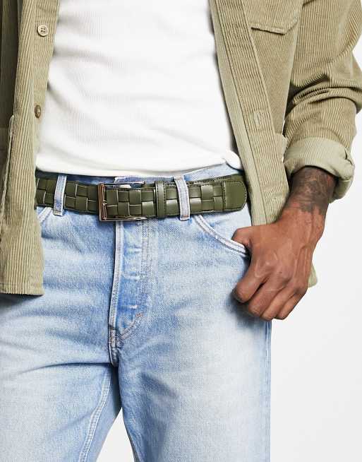 ASOS DESIGN - Chunky, flettet bælte i kakigrønt, imiteret læder