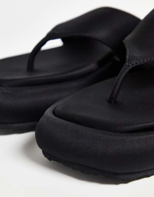 ASOS DESIGN chunky flip flops in black neoprene ASOS