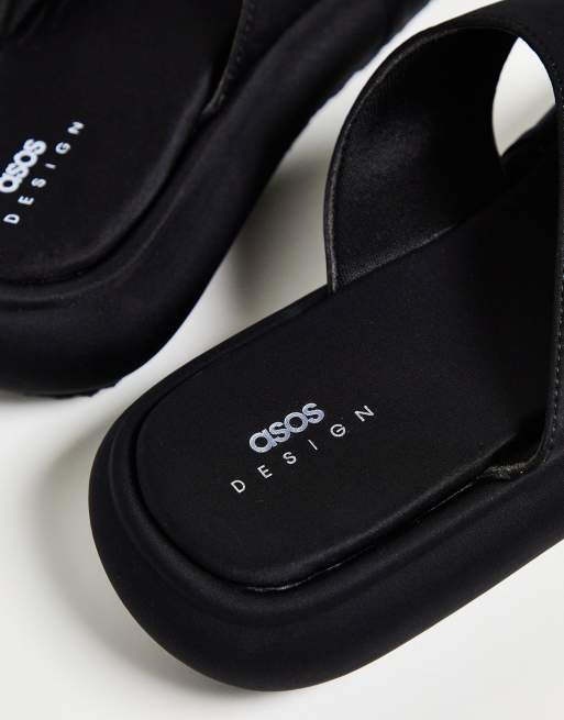 ASOS DESIGN chunky flip flops in black neoprene