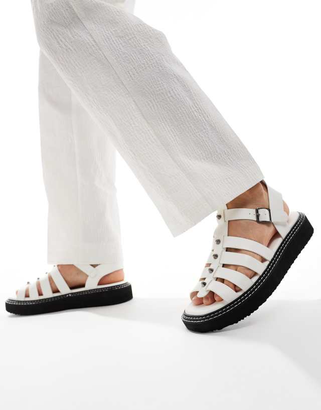 ASOS DESIGN - chunky gladiator sandal in white with silver studding