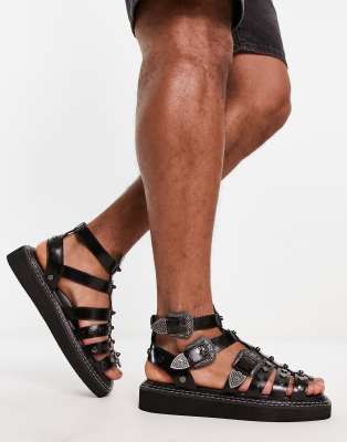 “& Other Stories” Chunky Leather Gladiator Sandals Black & Other Stories + Chunky Leather Gladiator Sandals