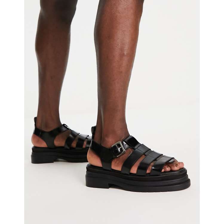 ASOS DESIGN fisherman sandals in brown leather on chunky sole