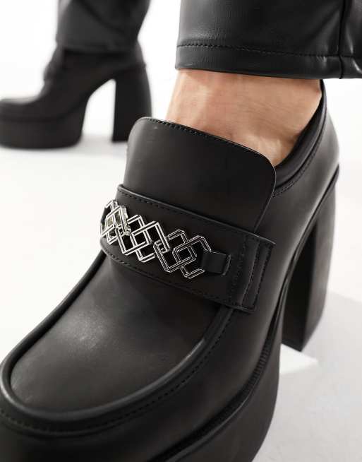 Chunky heel loafers online