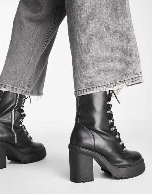 Chunky platform discount boots lace up