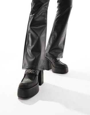 ASOS DESIGN chunky heeled loafer in black
