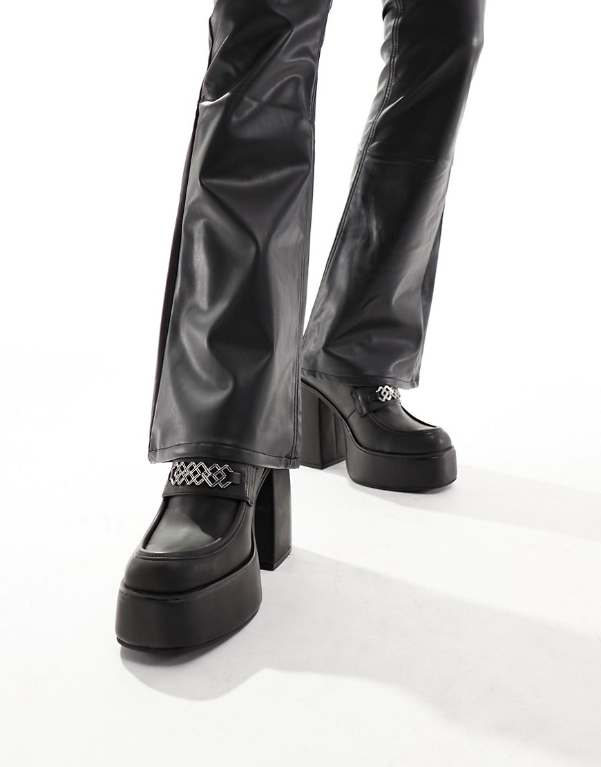 ASOS DESIGN chunky heeled loafer in black