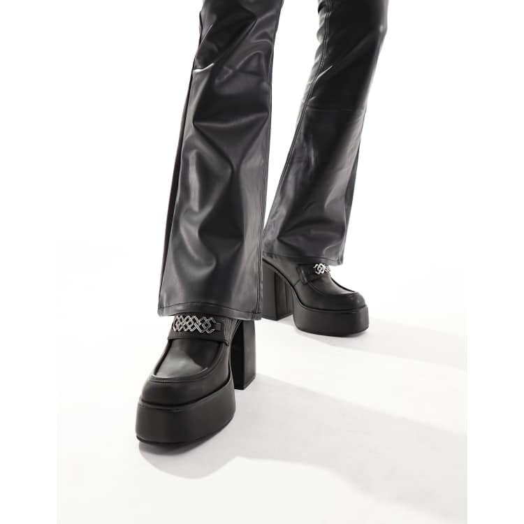 ASOS DESIGN chunky heeled loafer in black ASOS