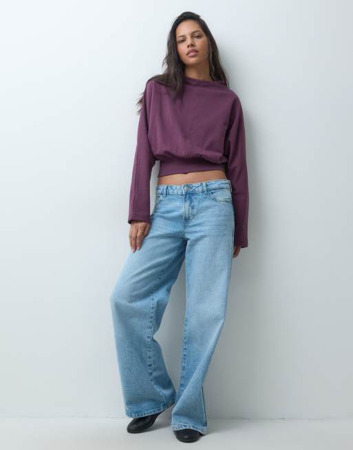 ASOS DESIGN Chunky hem top in dark purple, 2 of 5