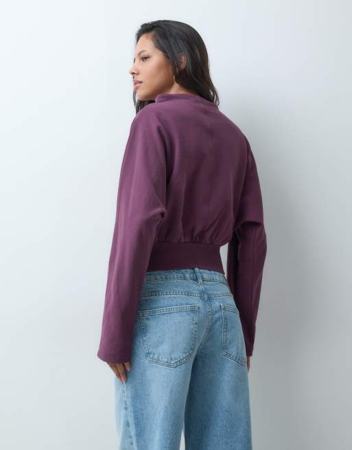 ASOS DESIGN Chunky hem top in dark purple, 3 of 5