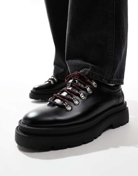 ASOS DESIGN chunky hiker shoes in black with contrast lace - view 1
