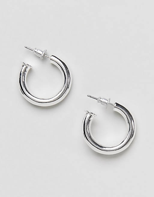 ASOS DESIGN chunky hoop earrings in silver tone | ASOS