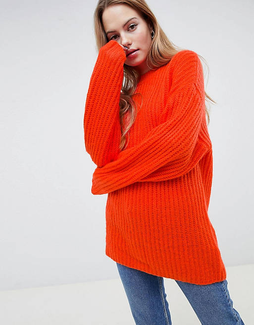 ASOS DESIGN chunky jumper in rib with crew neck