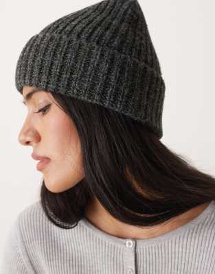 Asos Design Chunky Knit Beanie In Gray