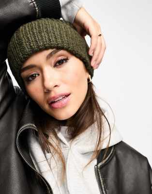Asos Design Chunky Knit Beanie In Green
