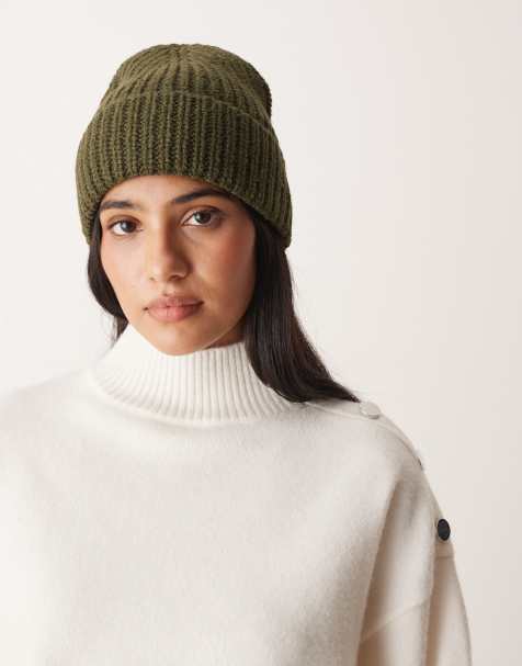 ASOS DESIGN chunky knit beanie in khaki - view 1
