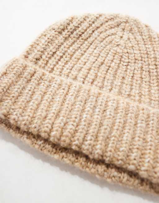 ASOS DESIGN chunky knit beanie in oatmeal
