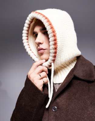 ASOS DESIGN ASOS DESIGN chunky knit hood in cream-White