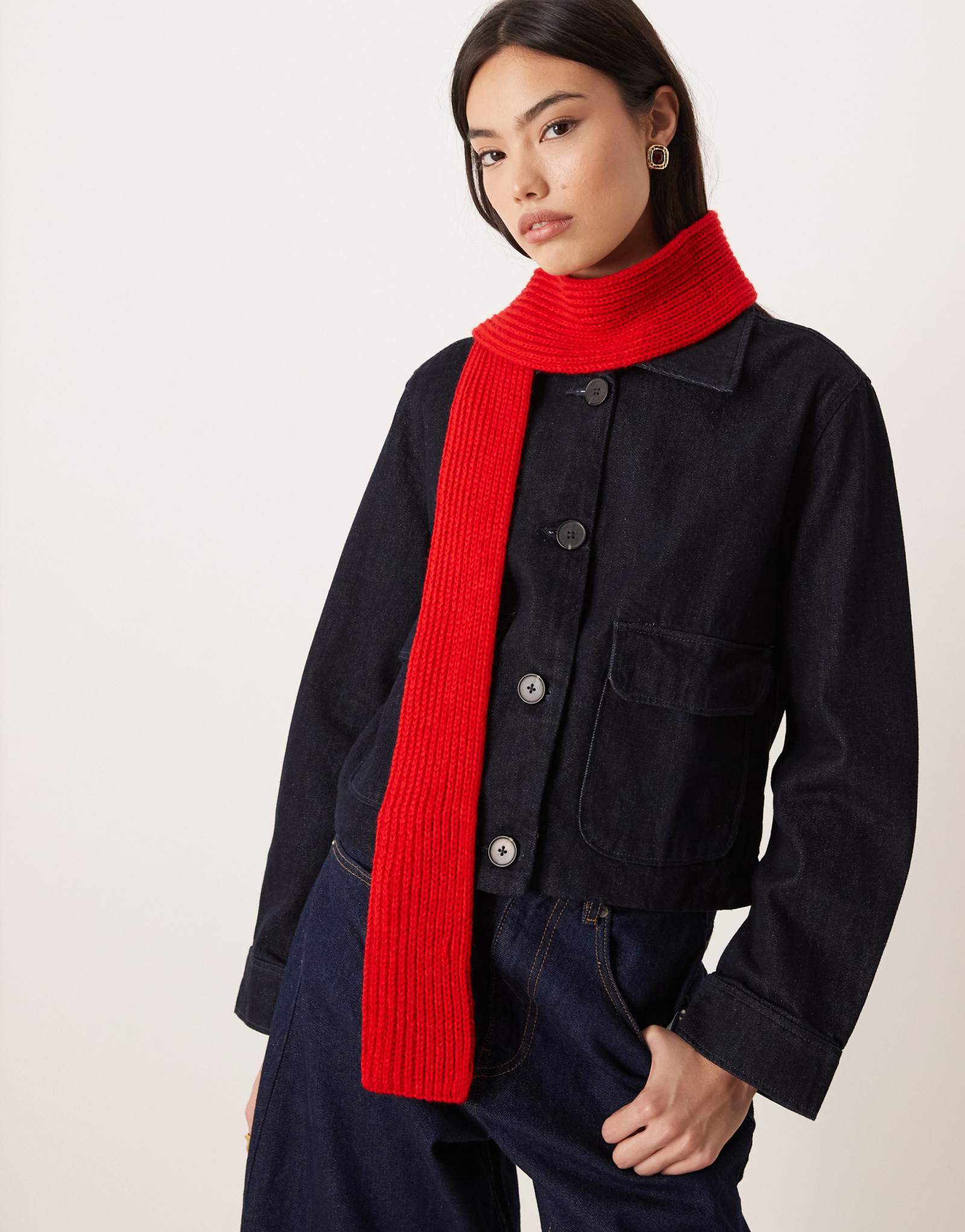 Облегающий шарф из плотной вязки ASOS DESIGN ярко-красного цвета