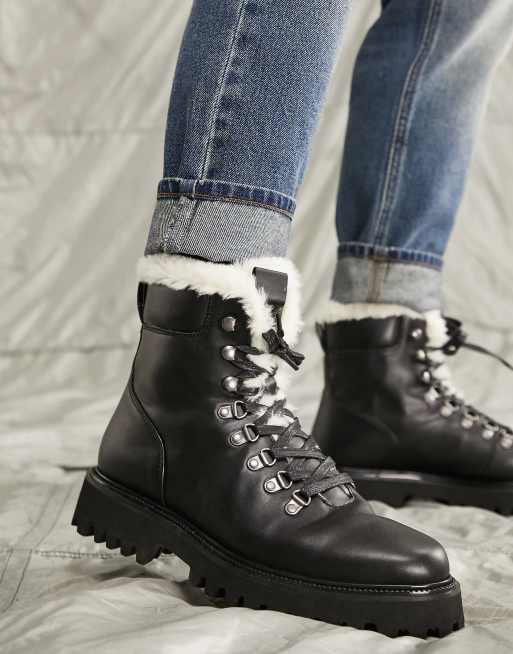 Lined lace up clearance boots