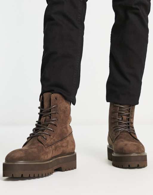 lace up brown combat boots