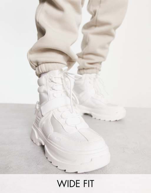 ASOS DESIGN chunky lace up boot in white