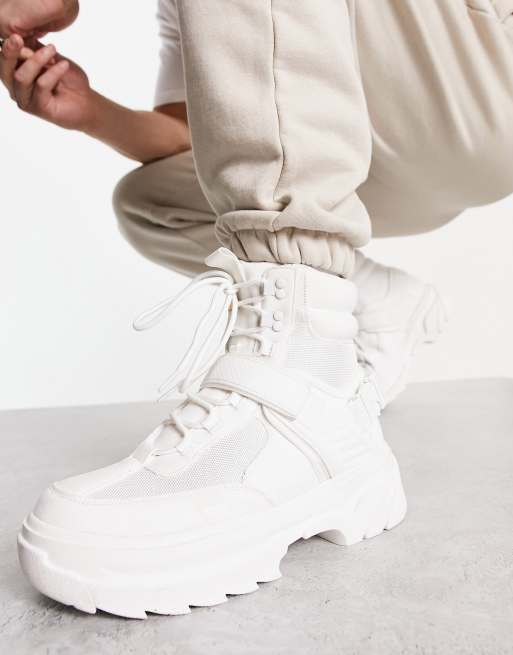 ASOS DESIGN chunky lace up boot in white