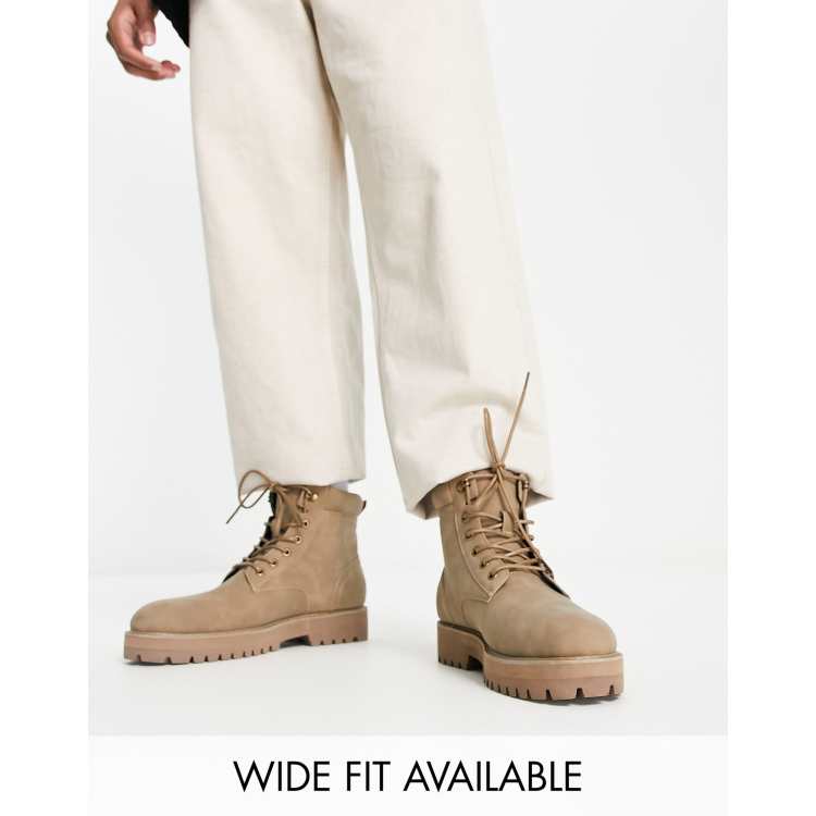 Asos design desert boots in stone suede with leather detail best sale