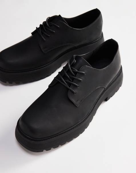 ASOS DESIGN chunky lace up derby shoes in black - view 1