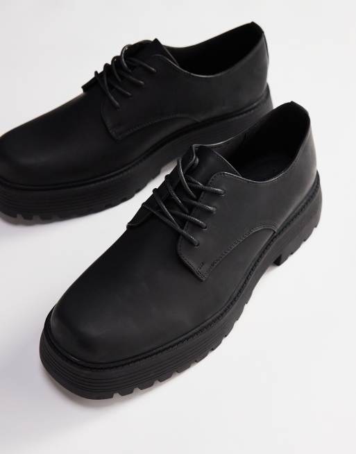 ASOS DESIGN chunky lace up derby shoes in black