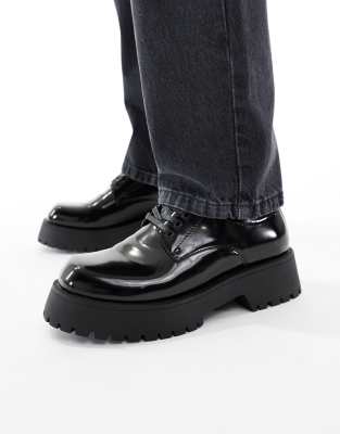 ASOS DESIGN chunky lace up shoes in black UPDATE