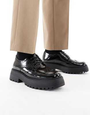 ASOS DESIGN ASOS DESIGN chunky lace up shoes in black with brogue detailing