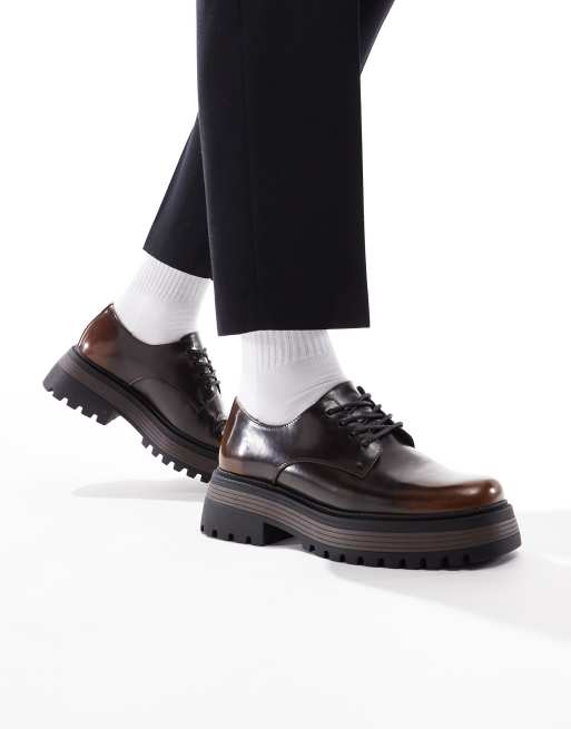 ASOS DESIGN chunky lace-up shoes in brown