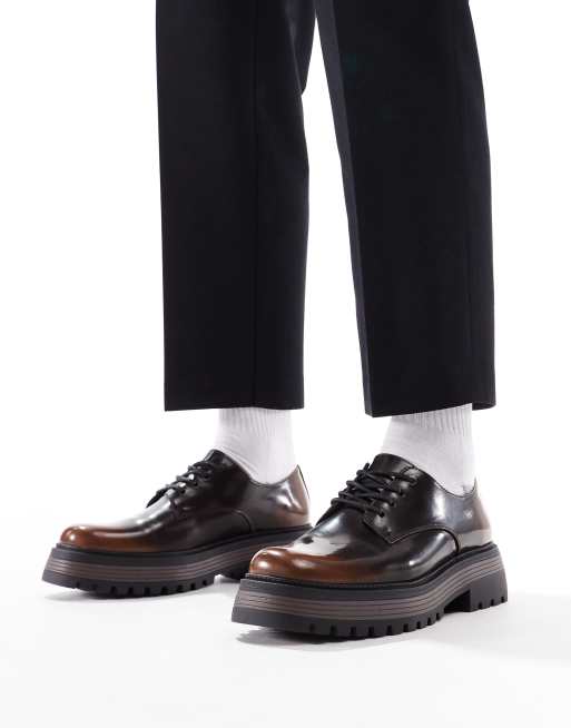 ASOS DESIGN chunky lace-up shoes in brown