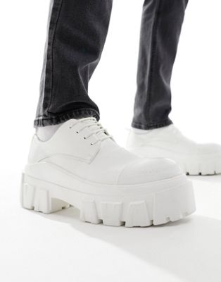 Asos Design Chunky Lace Up Shoes In White