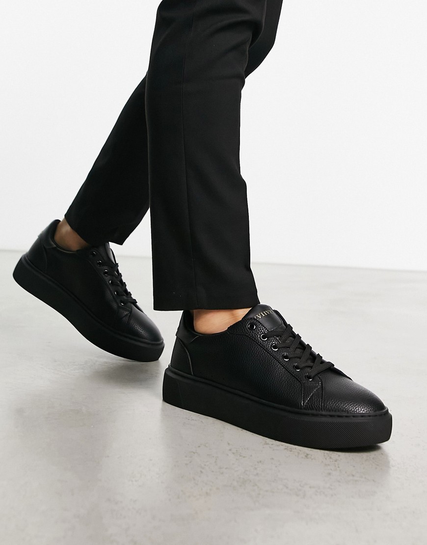 chunky lace up sneakers in black