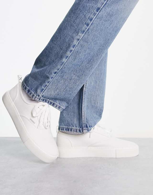 ASOS DESIGN chunky lace up sneakers in white textile