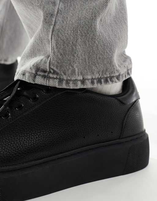 ASOS DESIGN chunky lace up trainers in black, 4 of 5