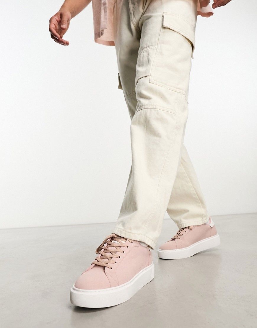 ASOS DESIGN chunky lace up trainers in pink